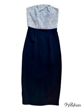 Roland Mouret Strapless Corset Midi Dress – Black & Ivory | UK Made | Size 4
